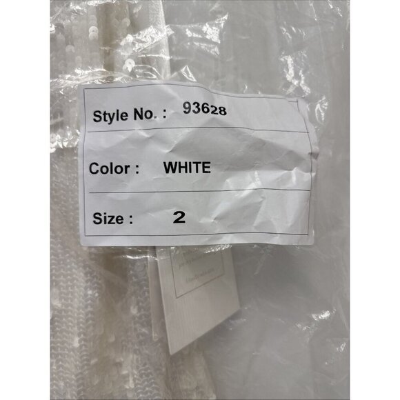 Mac Duggal White Sequin Mini Dress with Pastel Floral Appliqués - Picture 13 of 13